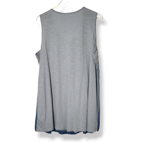 NWOT Logo Lavish Lori Goldstein Blue Ombre Beaded Sleeveless Tunic Tank top XL - Picture 3 of 10